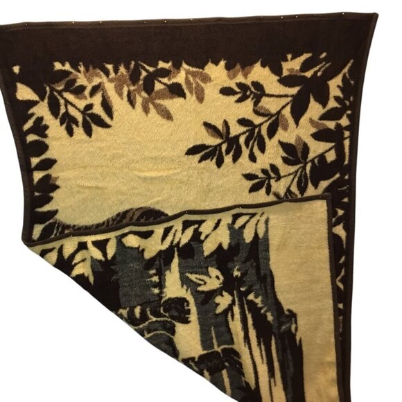 Vtg Homemaker Industries Safari Tiger Reversible Blanket Plush Throw Germany - Picture 5 of 13